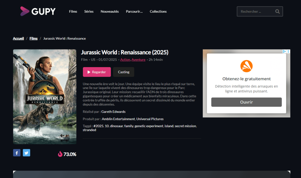 fiche de film vers laquelle renvoie la plateforme Tilgaf