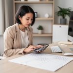une femme fait un calcul tjm portage salarial