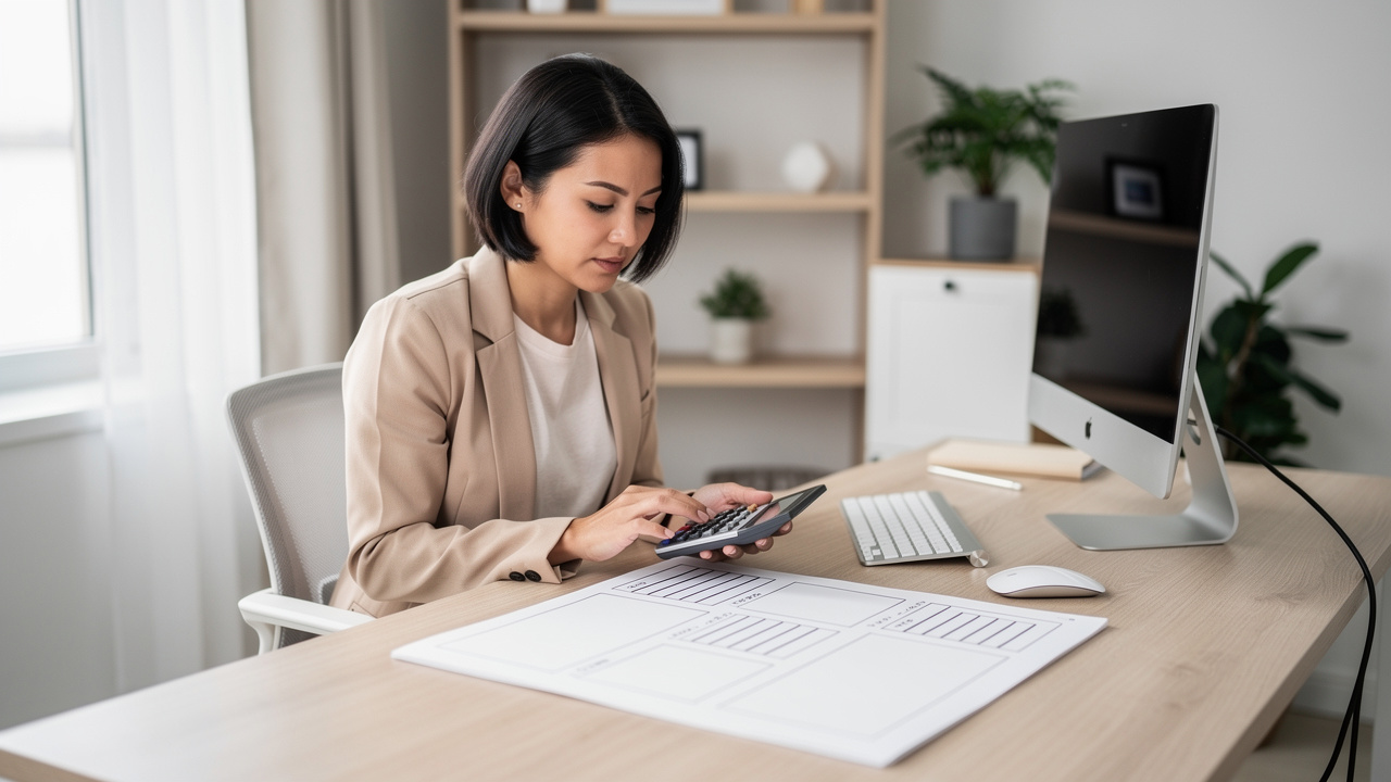 une femme fait un calcul tjm portage salarial