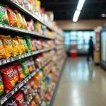 Une épicerie avec un rayon de snacks américain